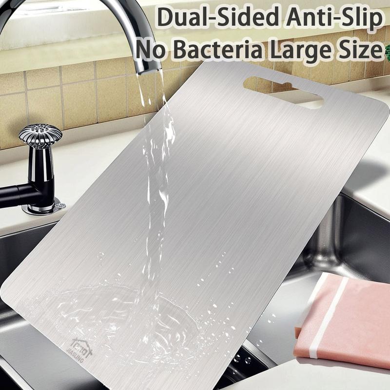 Premium Food Grade Stainless Steel Cutting Board 9x13 Inch Double-Sided, Durable & Easy Clean Kitchen Chopping Board for Meat Fruit Vegetable, Christmas Gift for Mom Kitchen Tool Knives