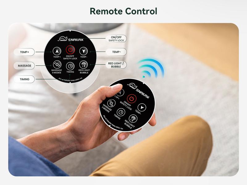 Snailax Foot Spa Bath Massager with Heat, Remote Control, Shiatsu Massage Rollers, Bubble, Temperature Control, Collapsible, Pedicure Foot Soaking Tub