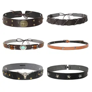 6Pcs Cowboy Hat Bands for Women Men Western Hat Band Cowboy Cowgirl Accessories for Daily Party Gift lyy-biuty