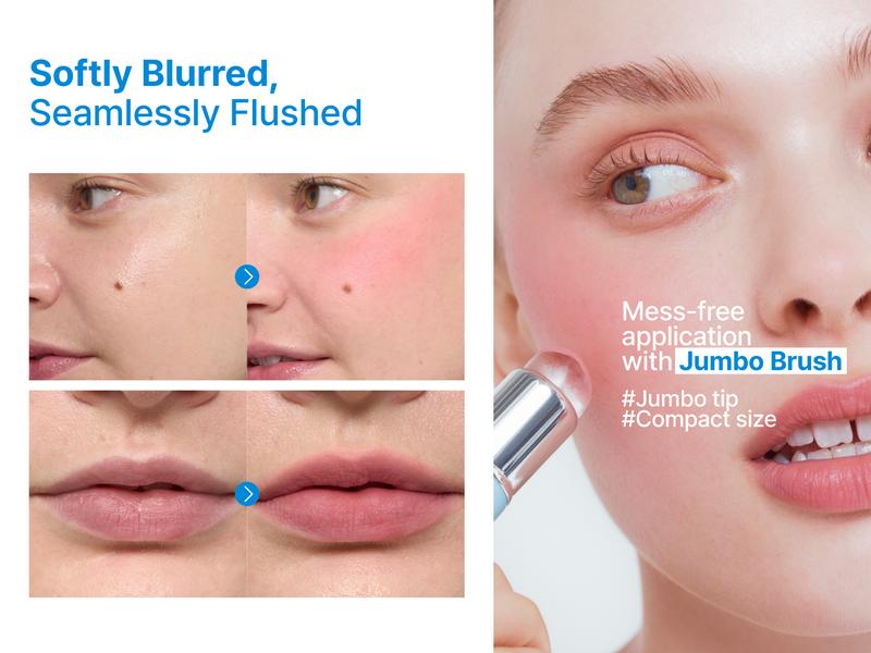 [Travel-friendly] fwee Lip & Cheek Blurry Pudding Pot + Mini Keychain + Silicone Lip Brush Trio | Makeup Blush and Blurred Matte Lips | Silicone tip, with lid, portable