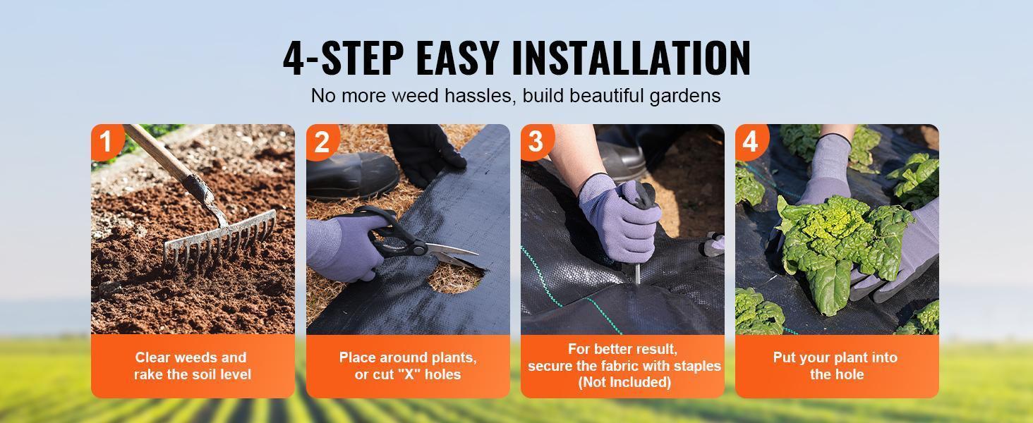 VEVOR Premium Heavy Duty Weed Barrier Landscape Fabric, Various specifications, Max 5.8 OZ Woven Geotextile Fabric Under Gravel, High Permeability for Weed Blocker Weed Mat, Driveway Fabric, Weed Control Garden Cloth