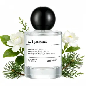 RISNOW Floral Jasmine Eau de Parfum 50ml with Portable Travel Spray Bottle– Refreshing Grapefruit & Jasmine Fragrance with Amber Wood Base for All-Day Wear