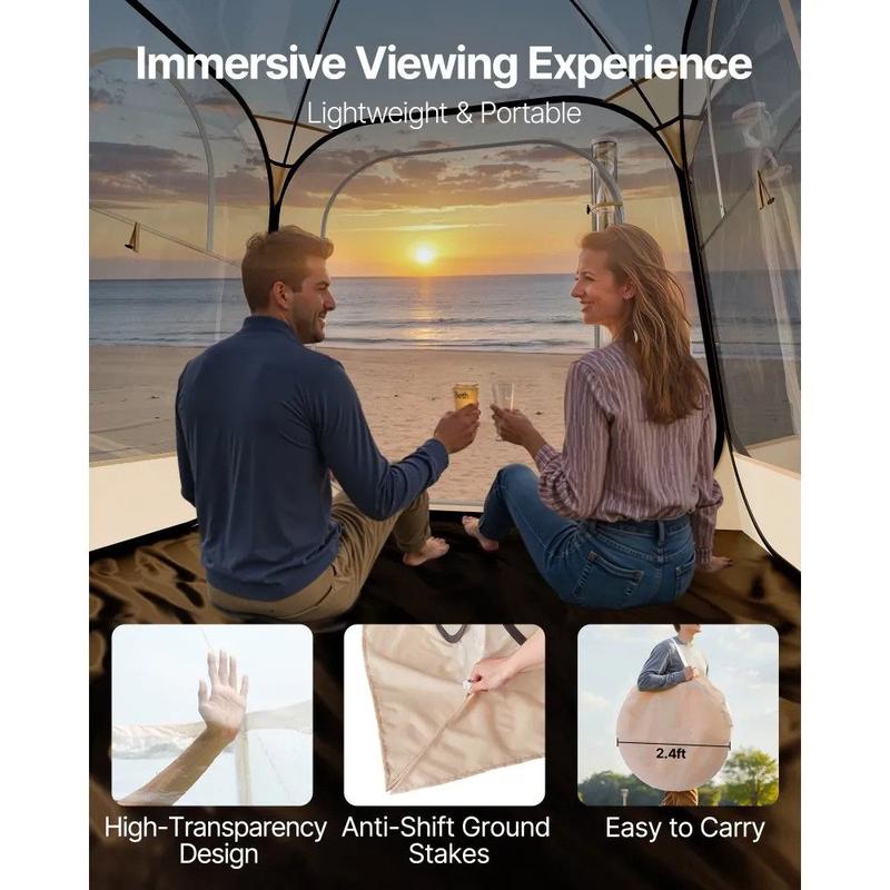 Pop up Sports Camping tent, 72x72 in Clear Bubble Camping for 2-4 Persons, Waterproof Outdoor Pod with Floor Mat & Top Cover, Garden Igloo Dome  Camping Shelter for Events Fishing Cheering