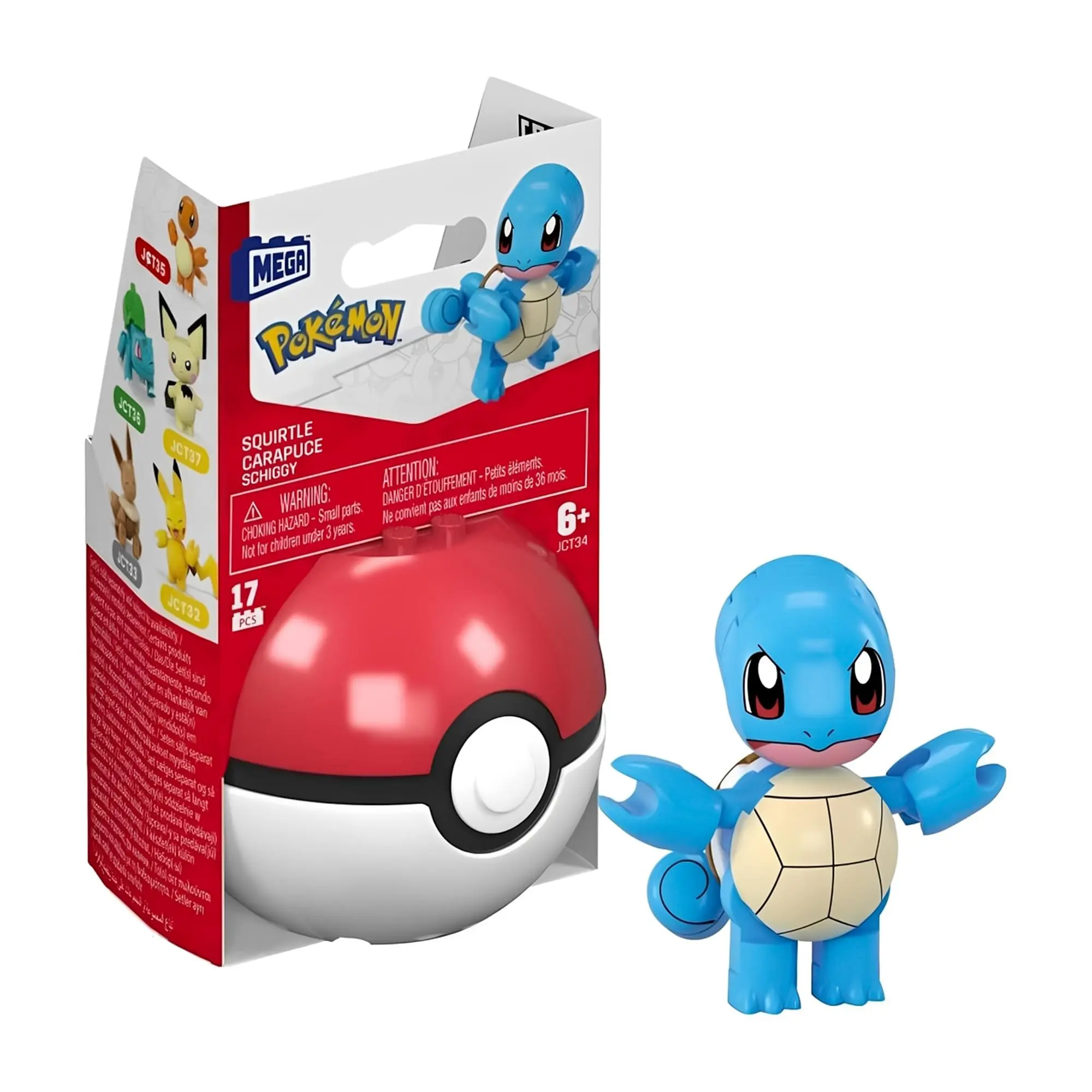 Pokemon Mega Construx Poke Ball 17-Piece Building Set | Squirtle