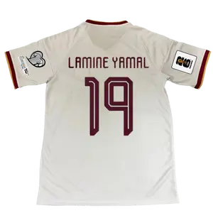 Soccer jersey/26-27 Spain away/fan version/white/men's/short sleeved/sports T-shirt/No.19