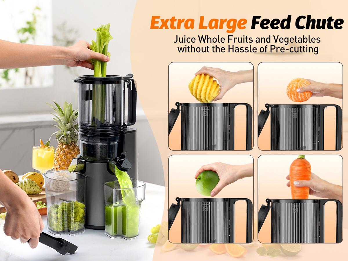 Slow Masticating Juicer,Cold Press Juicer with 5.4" Extra Large Feed Chute,Blender Portable,99% Juice Yield, Easy to Clean & Assemble Slow Masticating Juicer,Cold Press Juicer with 5.4" Extra Large Feed Chute,Blender Portable,99% Juice Yield, Easy to Clean & Assemble