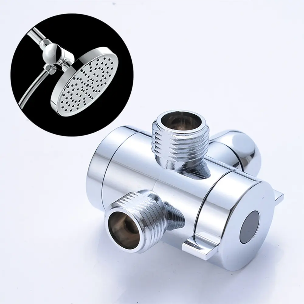 3-Way Shower Valve, G1/2 Inch Universal Chrome Plumbing Fitment, Leak-Proof Design, Durable Plastic Construction, Bathroom Use, Installation, Parts