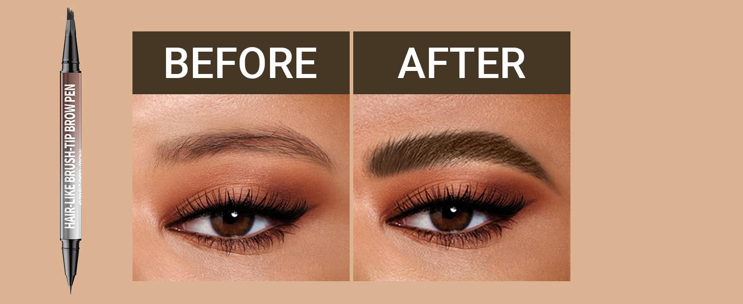 iMethod Original 4D Brush Tip Waterproof Microblading Eyebrow Pen, 2-in-1 Dual-Ended, Natural Hair-Like Strokes, Long-Lasting