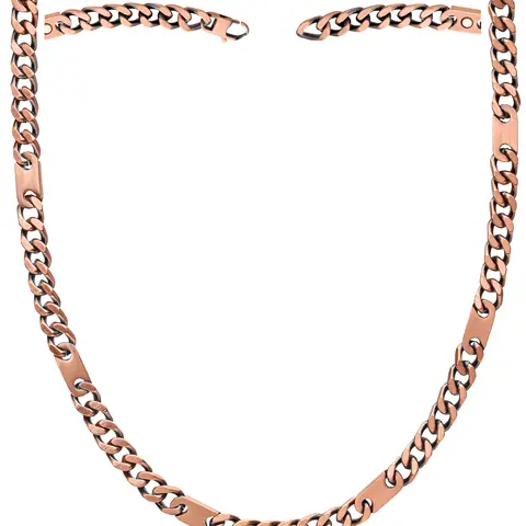MagnetRX Copper Magnetic Therapy Necklace Curb Chain -  30000 Gauss Strength, Hypoallergenic, Gift Box Included - Jewelry Men