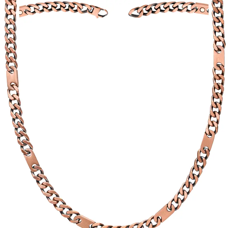 MagnetRX Copper Magnetic Therapy Necklace Curb Chain -  30000 Gauss Strength, Hypoallergenic, Gift Box Included - Jewelry Men