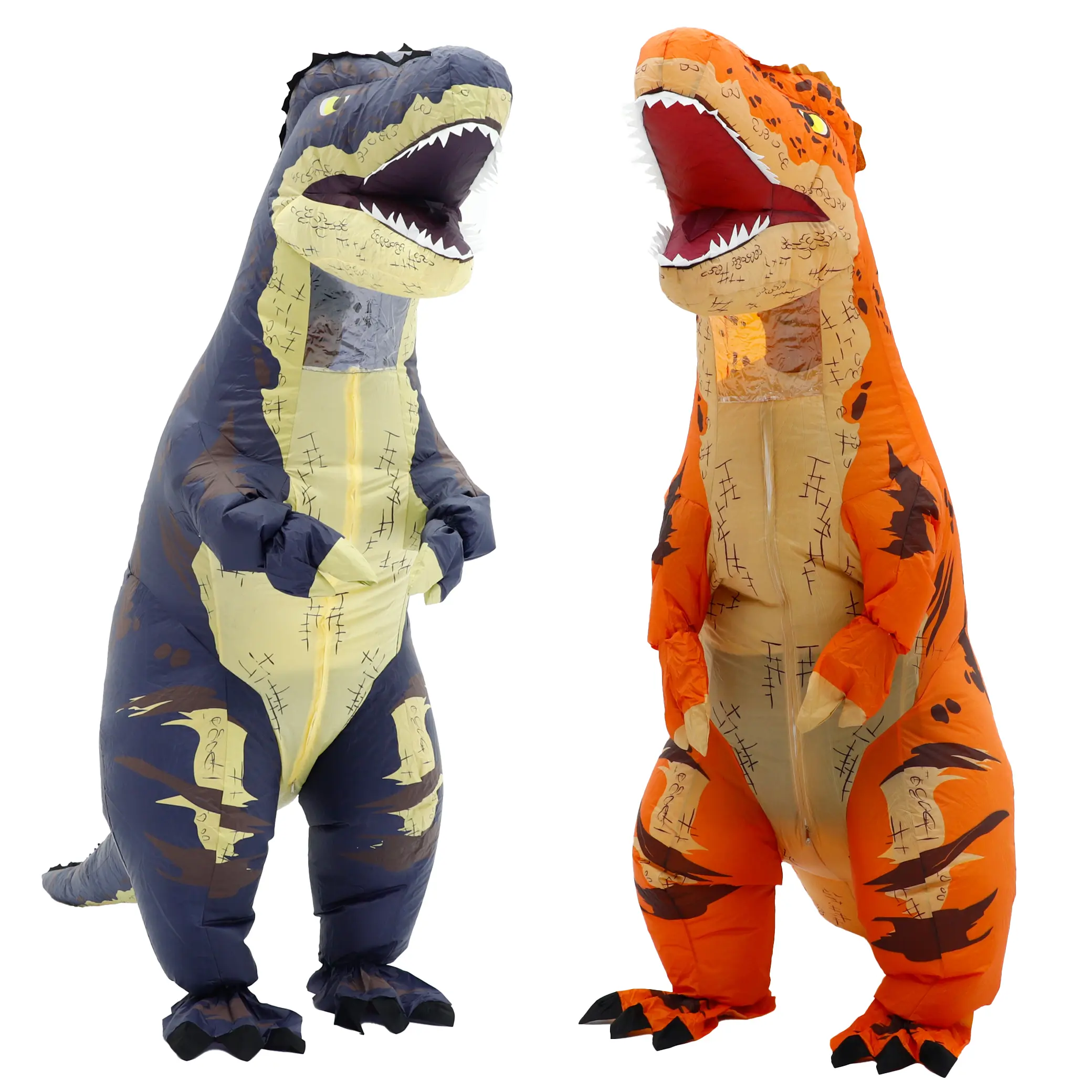 Adult Oversized Spotted T-Rex Polyester Full-Body Inflatable Dinosaur Costume - 1 Size, Graphic Zipper Design, Funny Blow-Up Outfit, Party Accessory for Halloween Cosplay, Carnival Parade, Printing