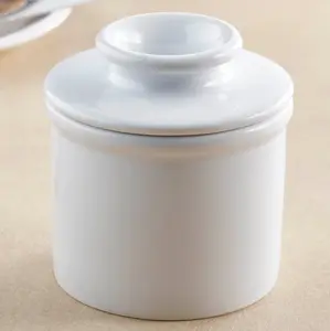 Classic White Butter Bell Crock - Durable New Bone China - Dishwasher Safe & Lead Free - 1/2 Cup Capacity - Perfect Gift for Kitchen Organiser