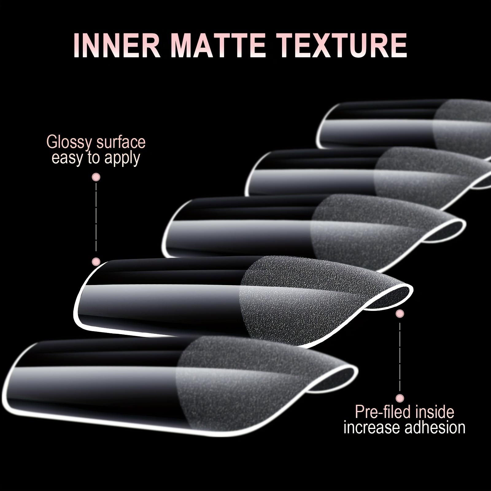 600pcs Soft Gel Nail Tips Half Matte Clear Acrylic Pre-shaped False Tips for Nail Extension Manicure Tools Nude Color Tone Geometric Pattern