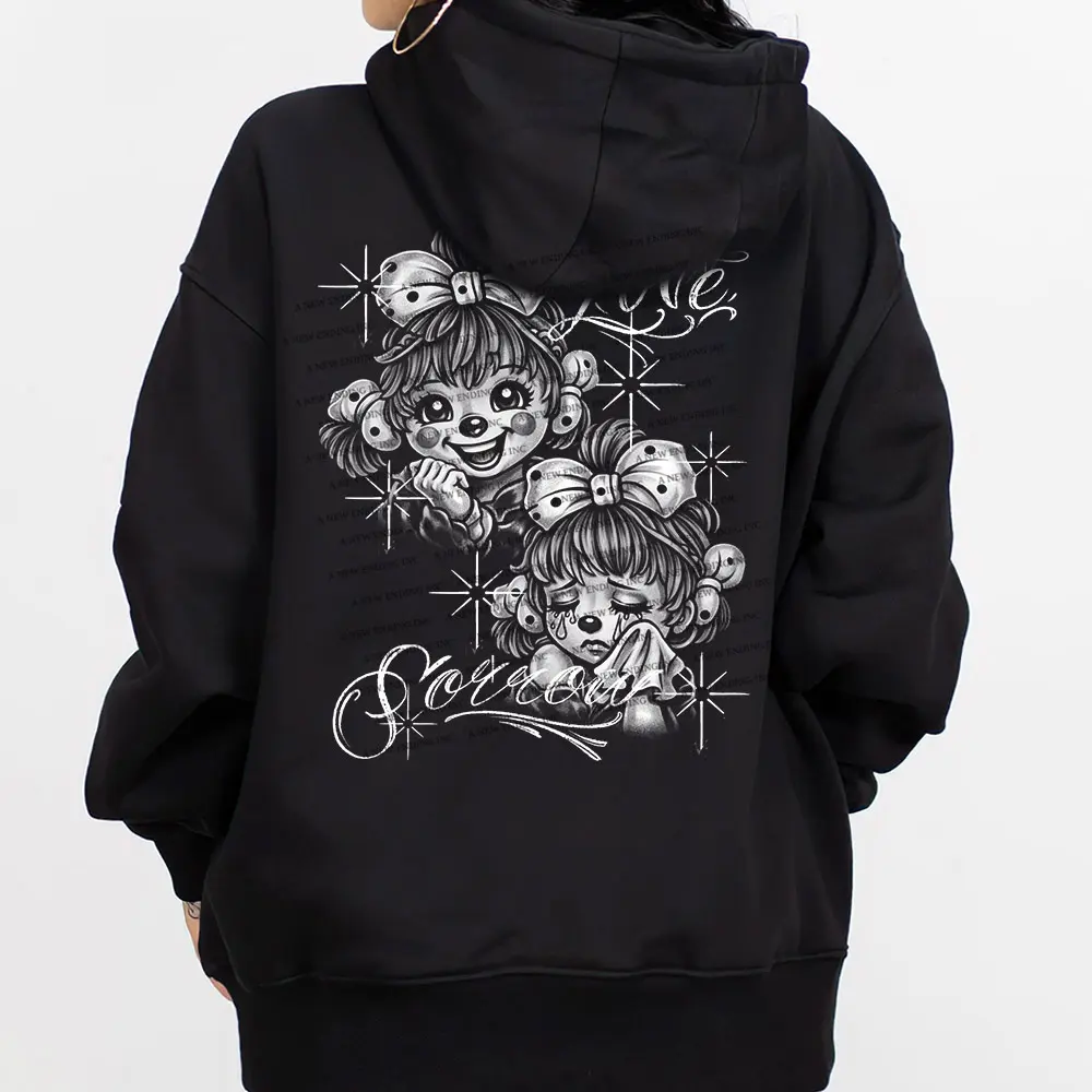 Love and Sorrow Chicano Cotton Oversize Hoodie, Comfortable Medium-Heavy Fabric Men's Top, Unisex Chicana Style Valentine's Day Gift, S-5XL Sizes for Men & Women