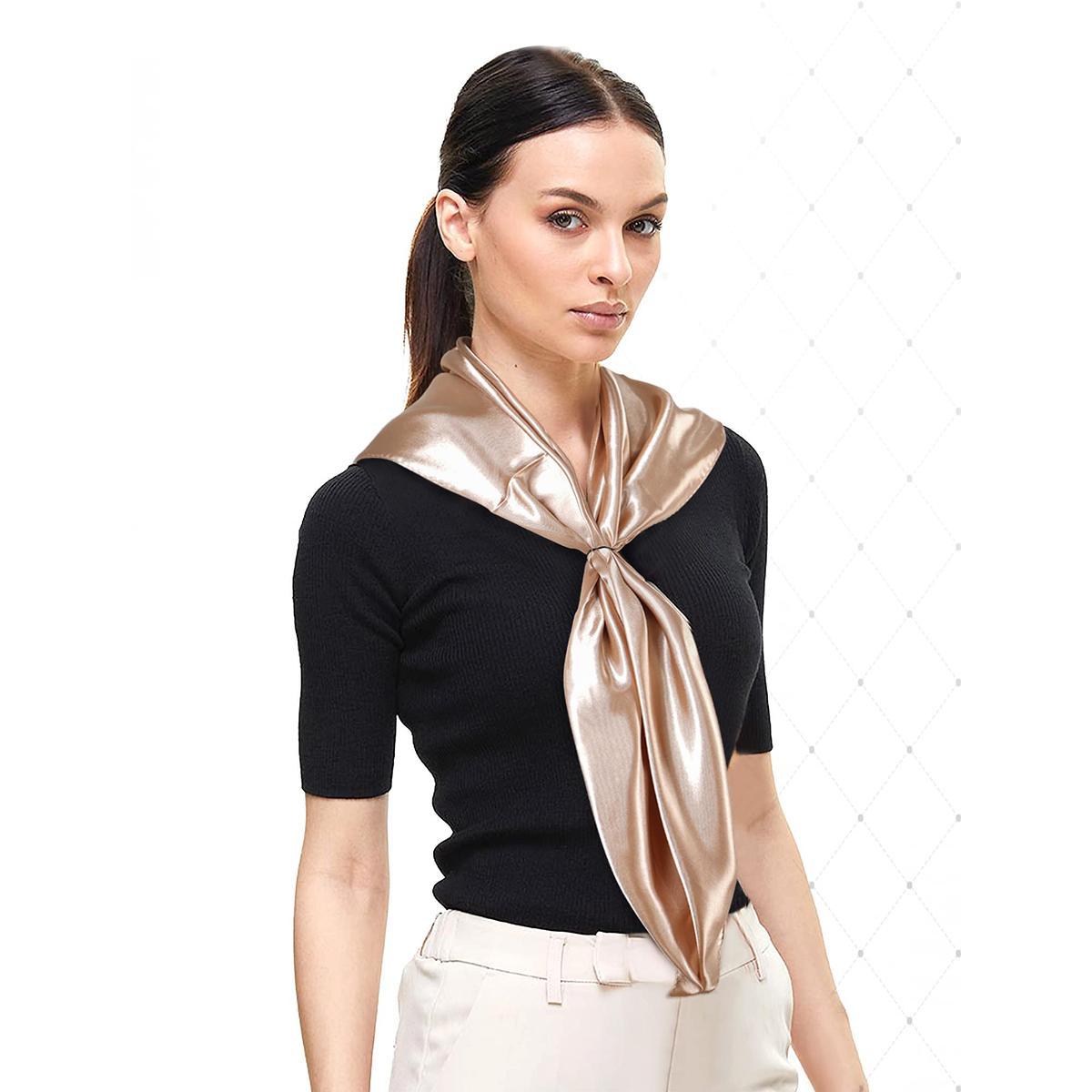 AWAYTR 3PCS 35” Large Square Head Scarf Fashion Hair Scarves Bandana Scarf Headscarf Women's Silk Feeling Scarf Head Wrap