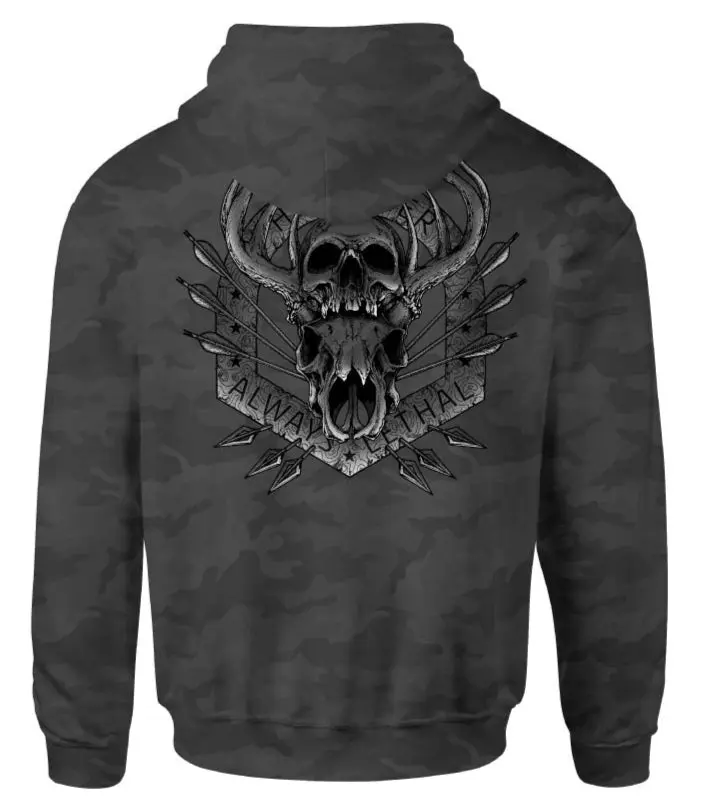 Howitzer Stack Men's Hoodie, Original Patriotic Graphic Pullover in Black Camo, Ultra Soft 100% Ring Spun Cotton Sweatshirt, Casual, Tops