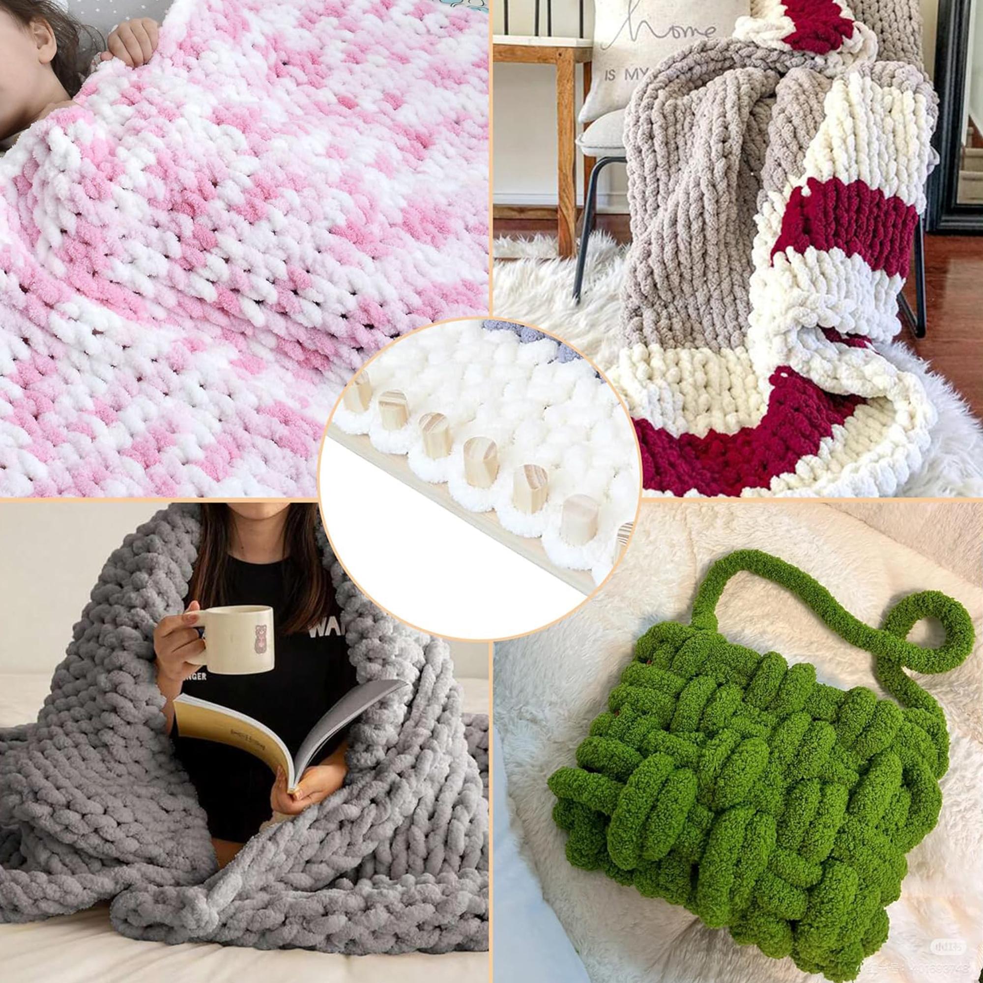 46" Adjustable Size Wooden Knitting Loom Frame,Chunky Blanket Knitting Loom Kit,No Needle Hand Knitting Kit,Beginner Friendly Yarn Craft for Home Decor Relexing Hobby