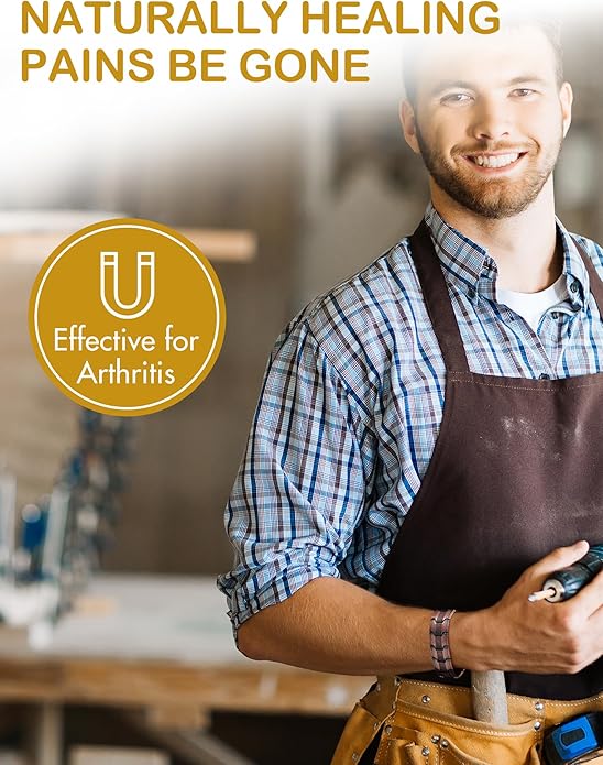 Men's Magnetic Bracelet with 3X Strength & Adjustable Length Copper Color Design Unique Durable Accessory with Sizing Tool for Enhanced Comfort