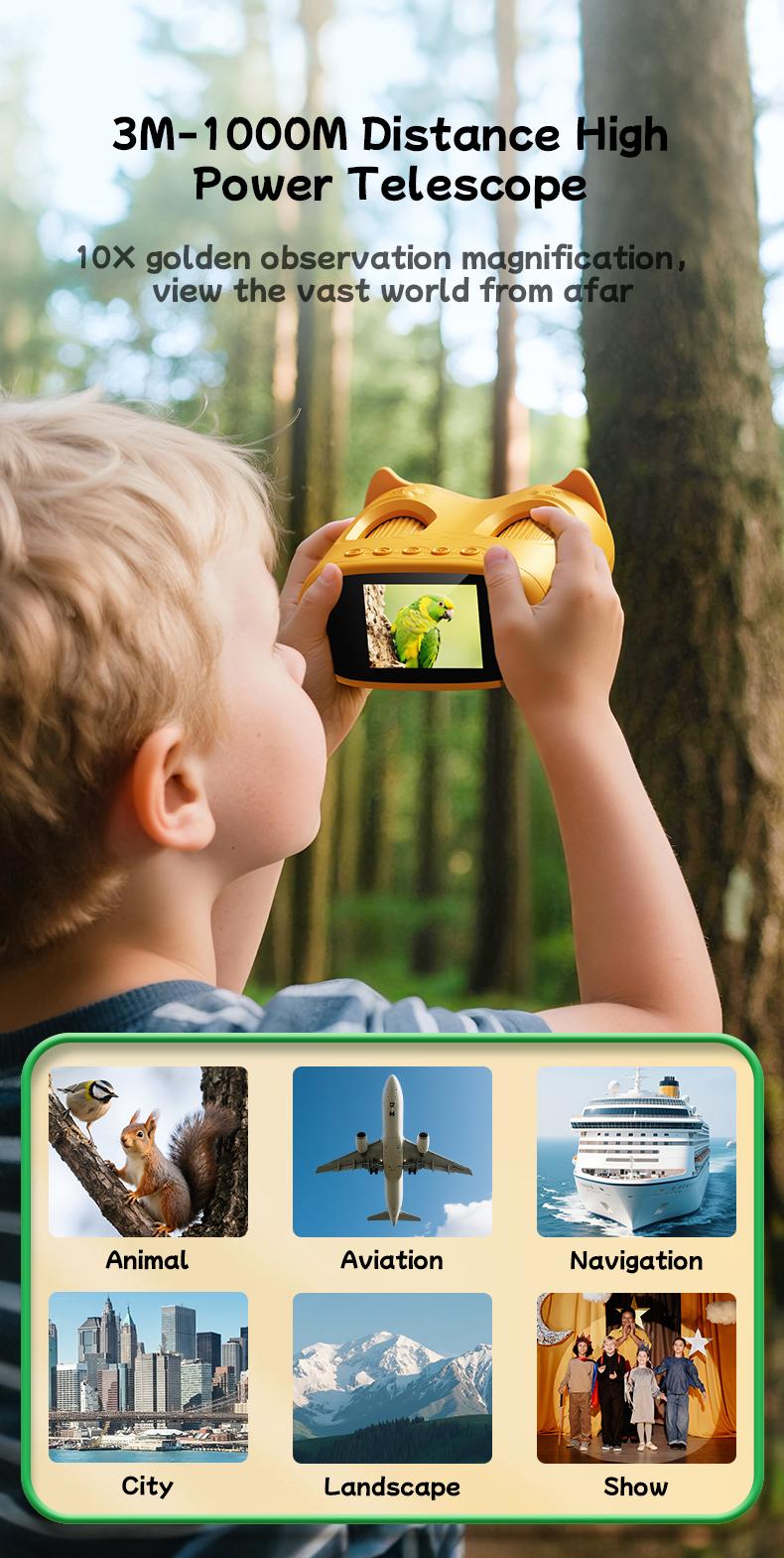 INSKAM Two-In-One Kids Telescope&Microscope 3M-1000M Distance Telescope 1000X Magnification 4K Microscope Manual focus Type-C Powered STEM Device for 3-12 Years Boys Girls