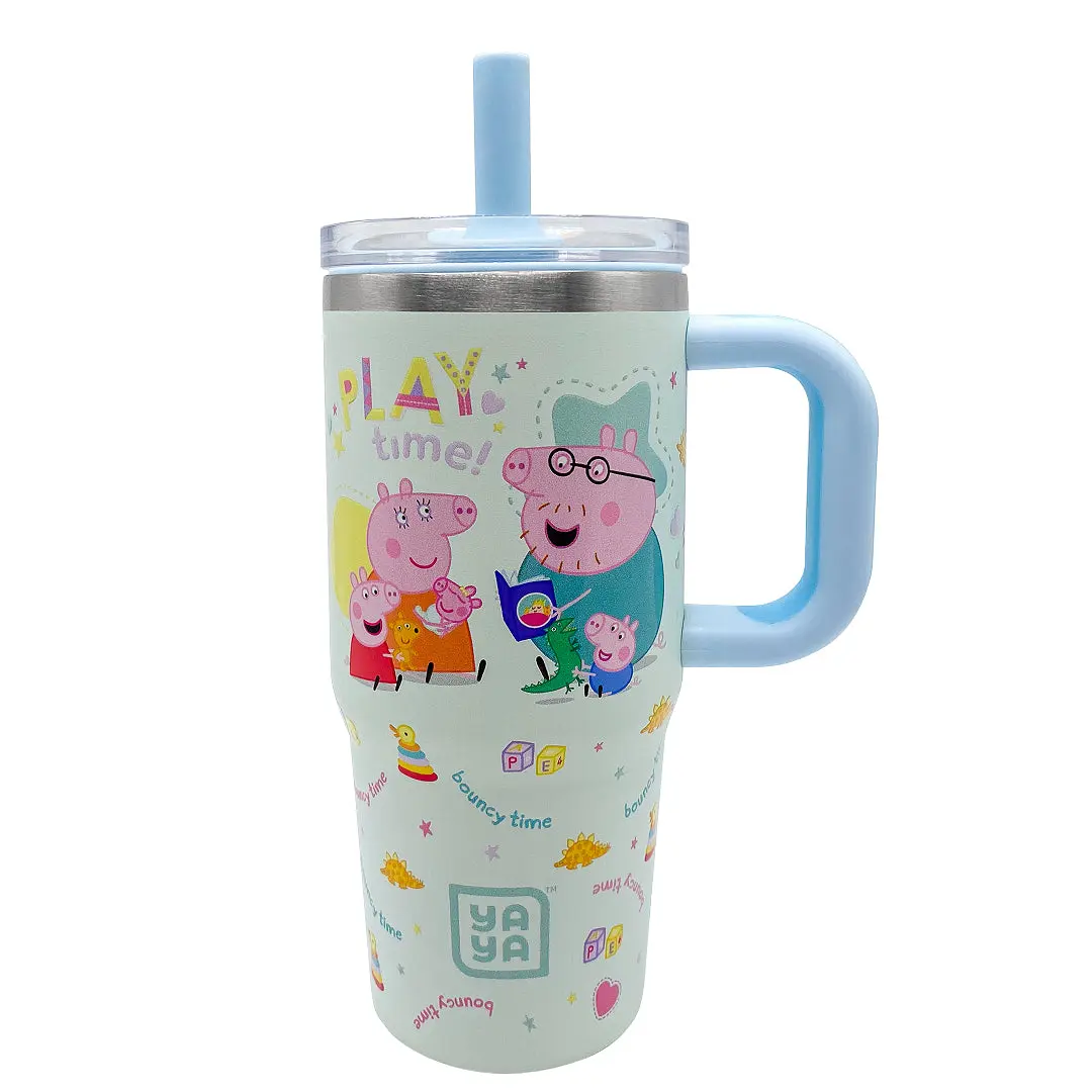 YAYA Peppa Pig My First Travel Tumbler 12oz BPA-Free Reusable Straw Spill-Safe Lid Double-Wall Insulated Kids Cup