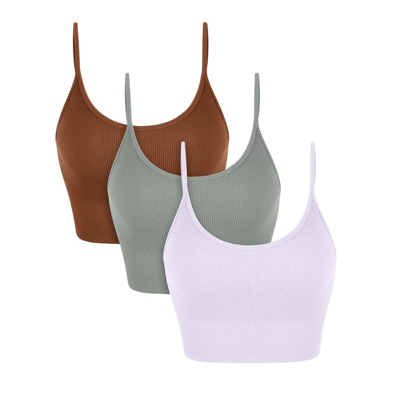 ODODOS 3-Pack Seamless Sports Bra for Women Ribbed Camisoles Wireless Yoga Bra Crop Tank Tops ODODOS 3-Pack Seamless Sports Bra for Women Ribbed Camisoles Wireless Yoga Bra Crop Tank Tops