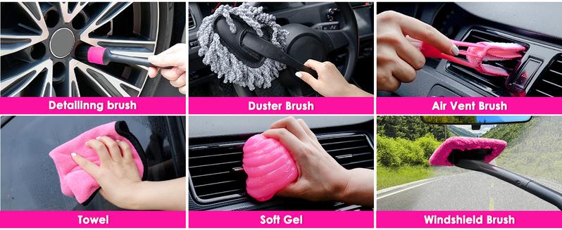 THINKWORK Pink Portable Vacuum Cleaner Kit with 8000PA Cordless Rechargeable Handheld Vacuum Cleaner, Gift for Women, High Power Accessories