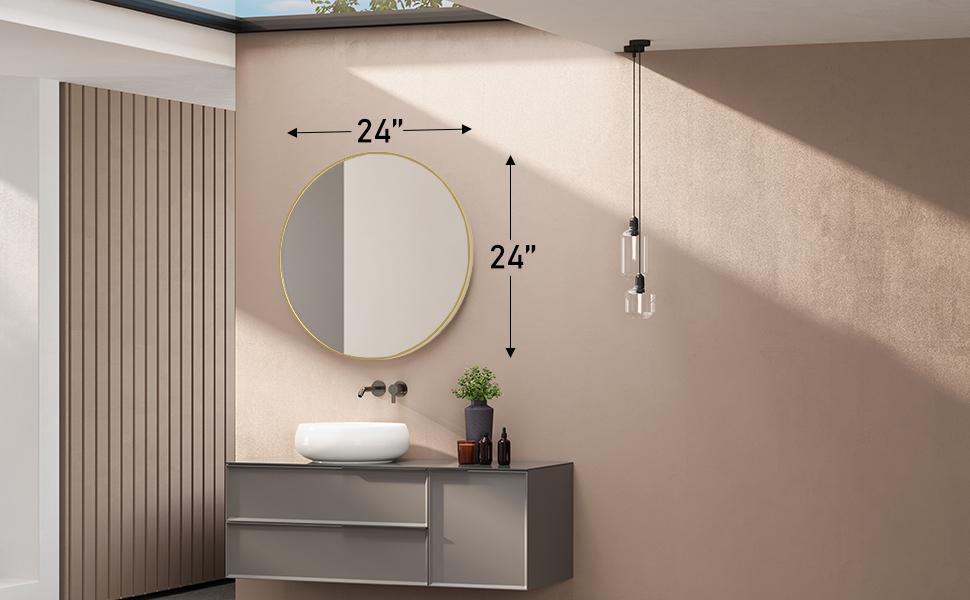 Round Wall Mirror, Bathroom Mirrors for Over Sink, Circle Mirror for Bathroom, Entryway, Bedroom, Vanity Decor