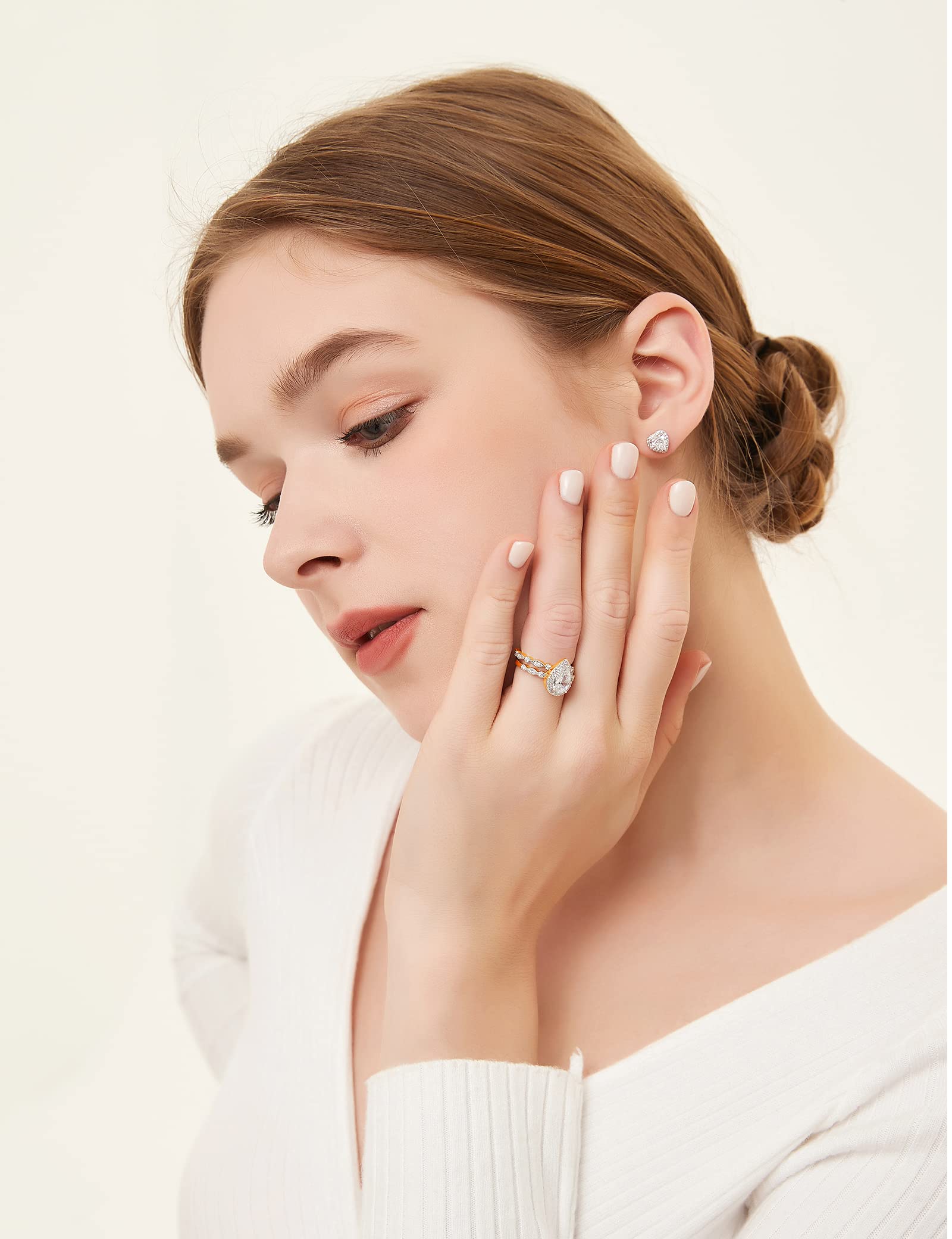 EAMTI 1.5CT 925 Sterling Silver Bridal Ring Sets Teardrop Cubic Zirconia Wedding Bands for Women EAMTI 1.5CT 925 Sterling Silver Bridal Ring Sets Teardrop Cubic Zirconia Wedding Bands for Women