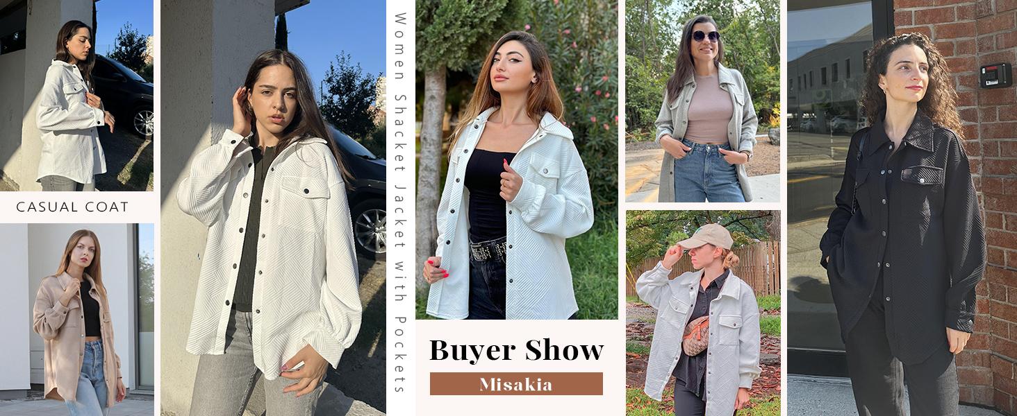 Live Women's Flannel Shacket Jacket with Pockets Casual Fall Coat Long Sleeve Button Down Collared Winter Clothes Fit Chic Outfits Thin