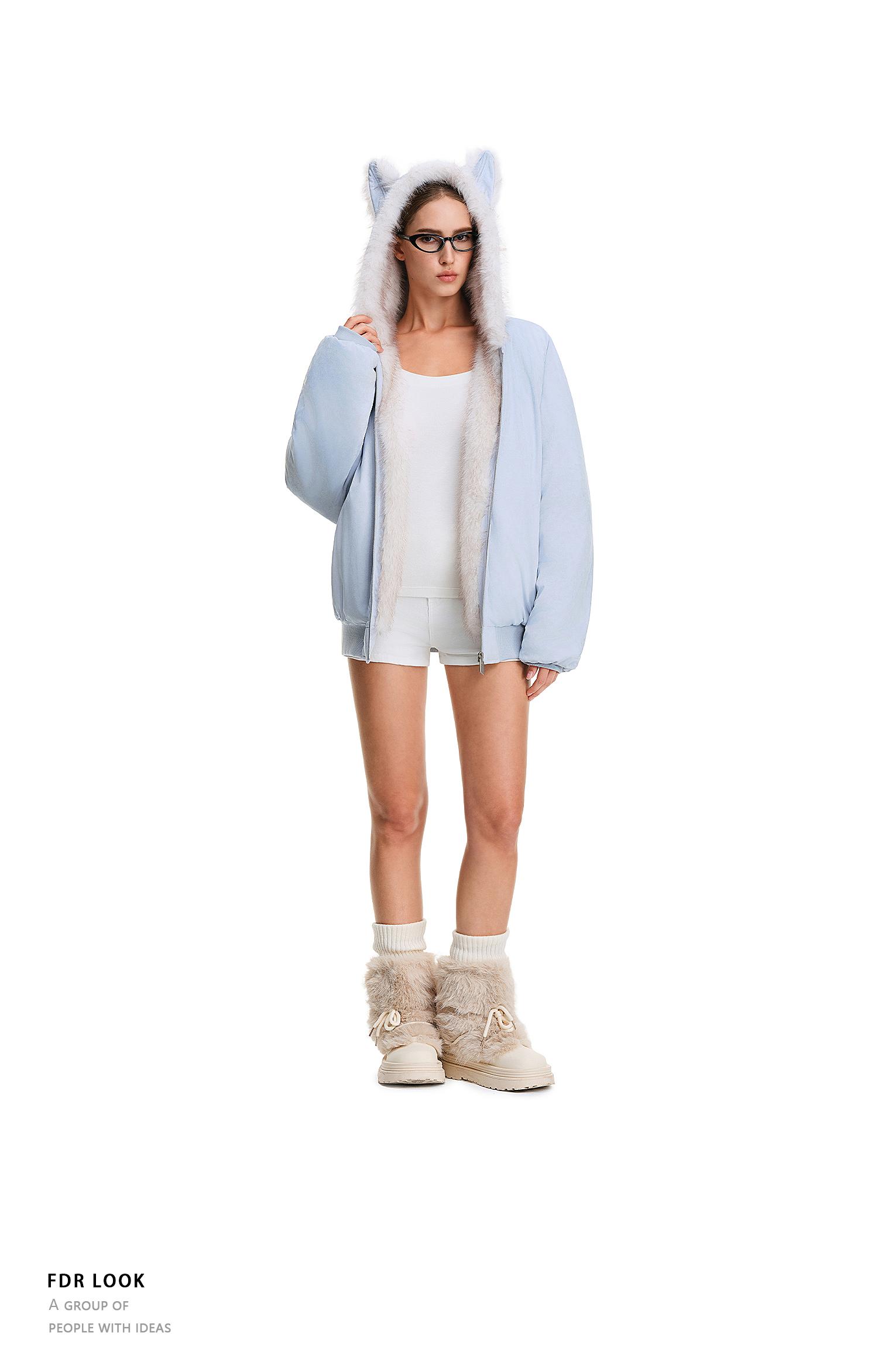 FDR Oversized Faux Suede Cozy Jacket with Cat Ears & Leopard Print Soft Warm Faux Fur Lining Unisex  Womenswear Sweatshirts Fall Fashion Coat Winter Outfits