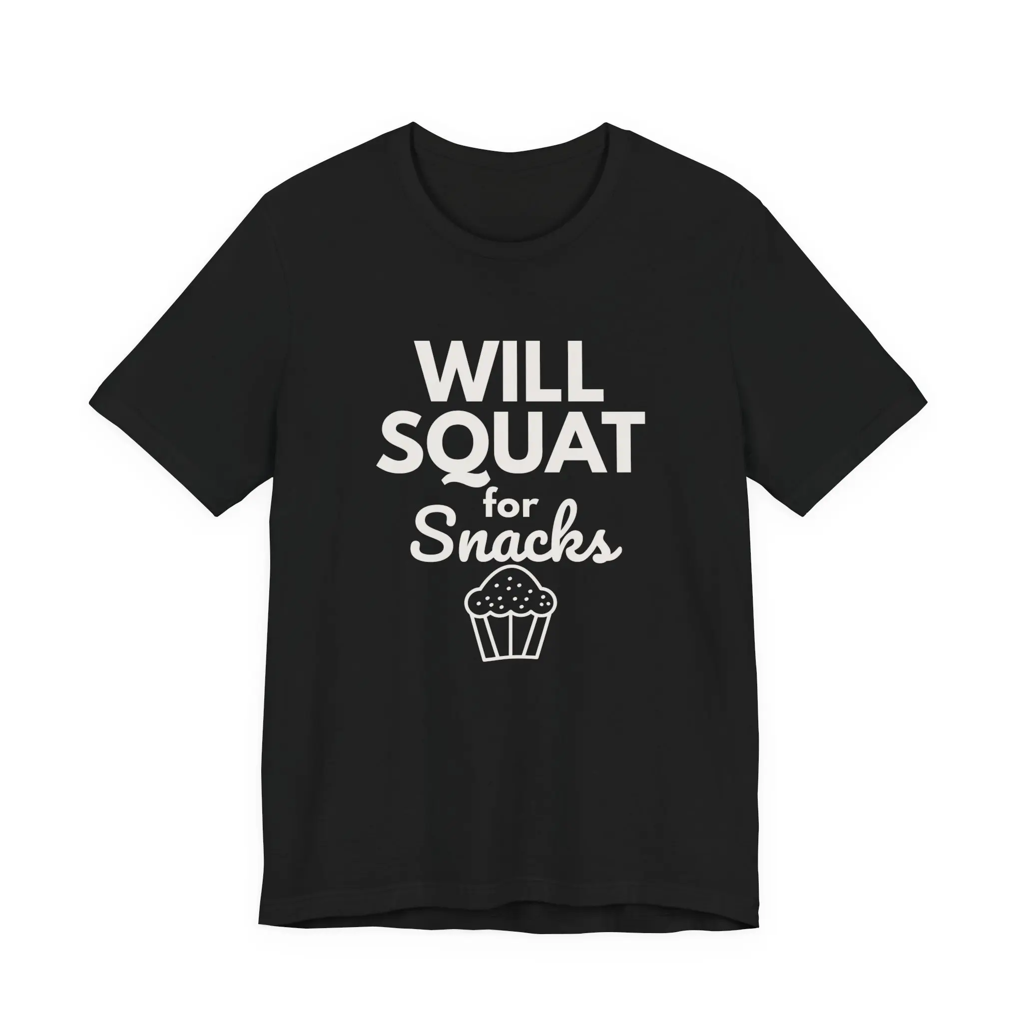 Will Squat for Snacks T-Shirt | Funny Fitness Cupcake Tee