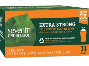 Seventh Generation Extra Strong Tall Kitchen Trash Bags 13 Gallon 30 Count