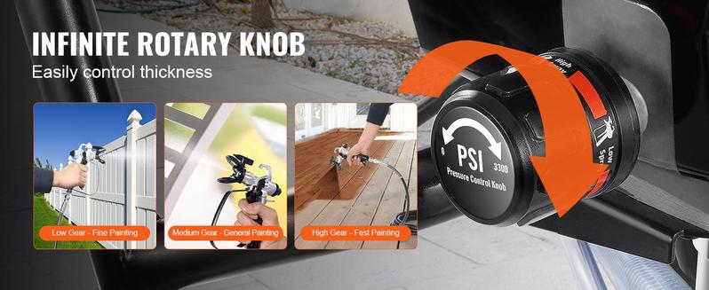 VEVOR Stand Airless Paint Sprayer, TikTokShopBlackFriday, 950W 3000PSI High Efficiency Electric Airless Sprayer With Cart, Paint Sprayers for Home Interior and Exterior Furniture and Fences, Fine And Even Painting Effect