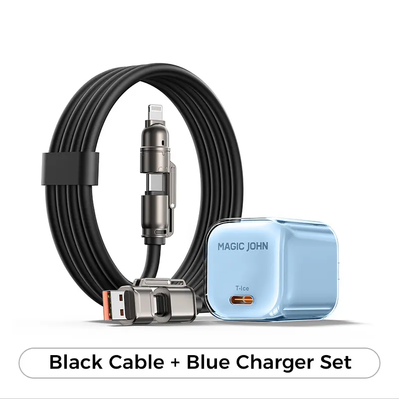 Black Cable+ Blue Charger Set