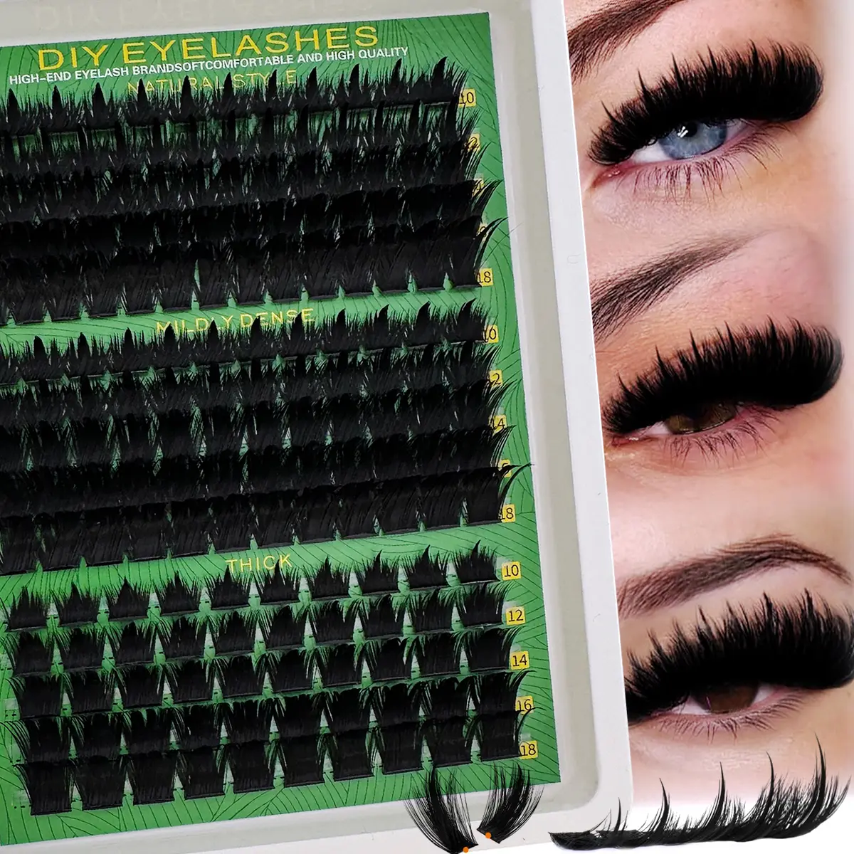Spikes Lash Cluster Extensions160D 200D 300D Thick Spiky Individuals Lashes 10-18mm Mega Wispy Eyelash Extension DIY D Curly Lash Extension Unique Spiky Cluster Eyelash Extensions Anime Individuals Fairy Cluster Lashes 8-18mm 180Pcs/260pcs DIY at home