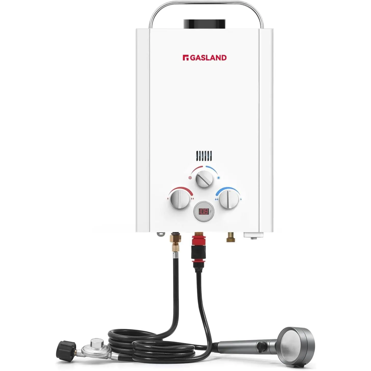 BE158 Propane Hot Water Heater | CSA Certified | 6L 1.58 GPM | Portable Outdoor Camp Shower, Overheating Protection, Digital Display,Temperature Adjustable, 41,000 BTU,Off-Grid, White