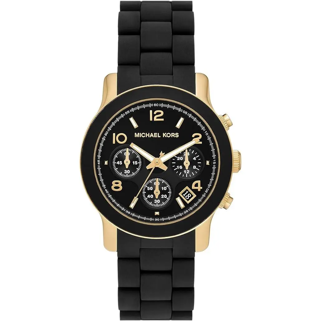 Michael Kors Runway Chronograph Black Silicone Ladies Watch MK7385