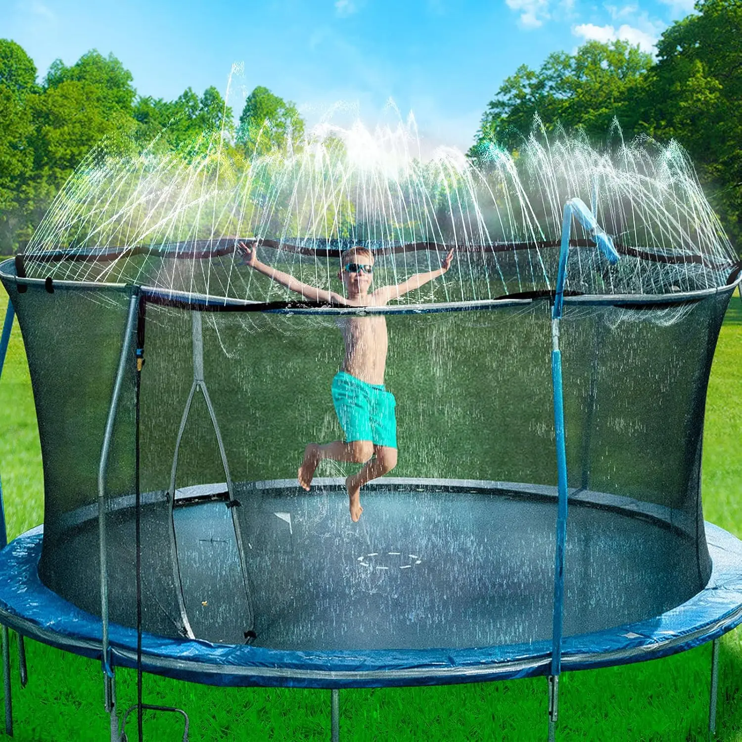 Halloween Fall Gift  rampoline Sprinkler for Kids, Outdoor Trampoline Water Sprinklers, Backyard Summer Water Toys, Outside Trampoline Accessories for Yard Backyard Water Fun (39ft)