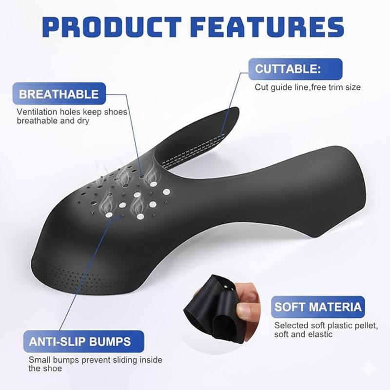 10 Pairs Crease Protectors for Sneakers Shoe Crease Protector No Creases for Air Force Jordan Dunk Low Men's 7-13 Women 5-9 Silicone Toe Box Shields