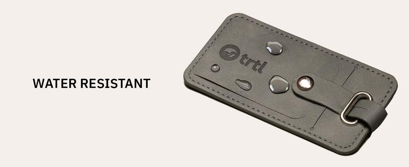 trtl Luggage Tag for Suitcases - Water-Resistant, Durable Faux Leather - Includes Dust Bag