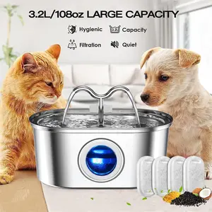 Stainless Steel Cat Water Fountain – 3.2L Automatic Pet Drinking Fountain with Filter