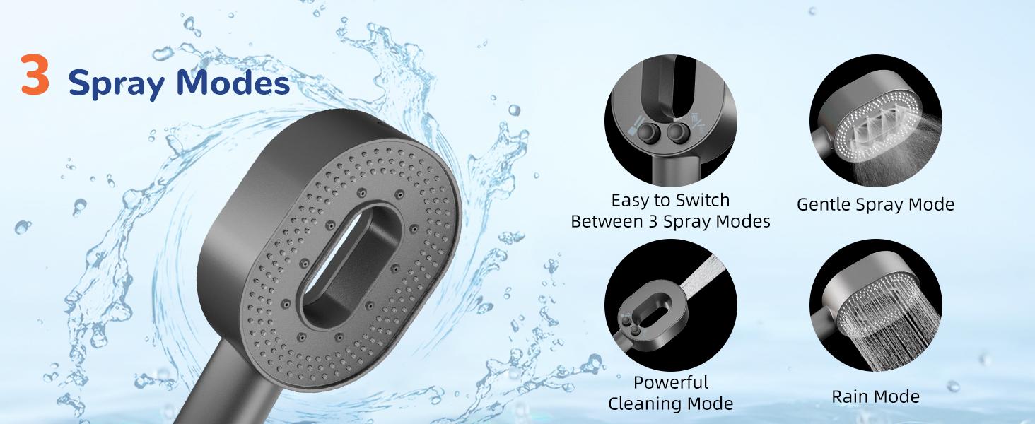 Hibbent Upgraded Filtered Handheld Shower Head, High Pressure 3 Sprays Handheld Showerhead with 20 Stage Filter, Remove Chlorine, with Shower Head Holder , 59'' Hose