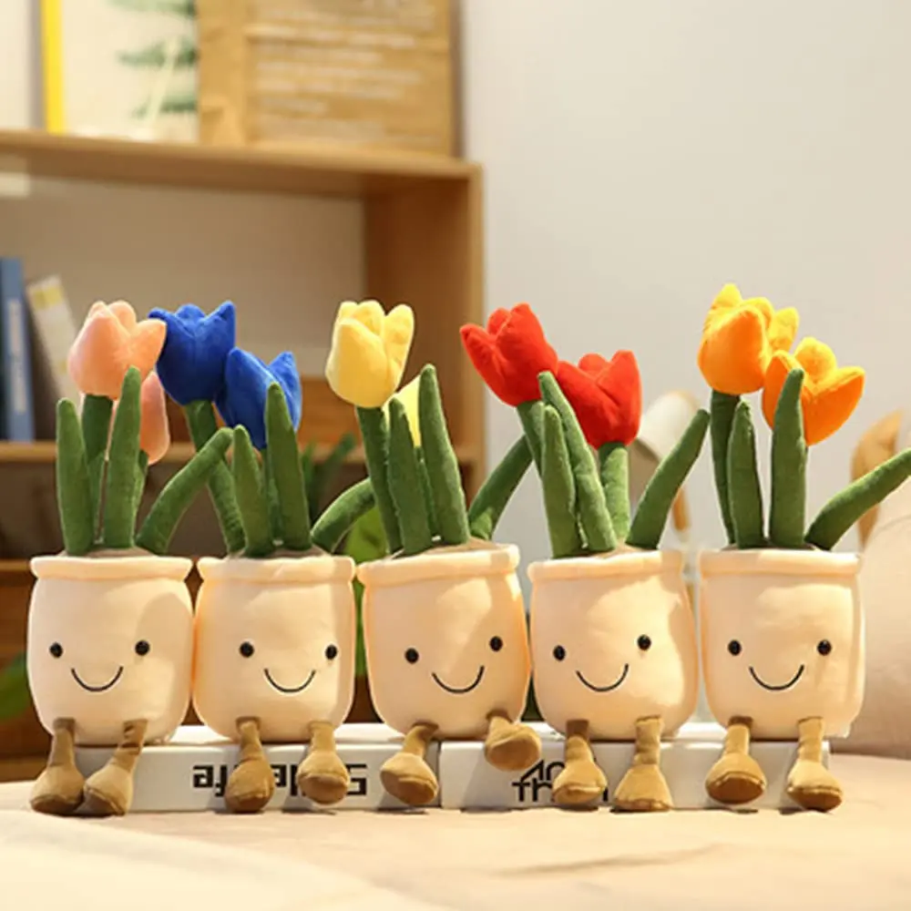 Chubbyjoy 13-in Realistic Multicolor Tulip Plush Toy, PP Cotton Filled Crystal Soft Stuffed Plant, Unisex Cute Collectible, Garden Ornaments, Cheerful Splash of Color Home/Bedroom Decoration, Birthday Gift for Children Development