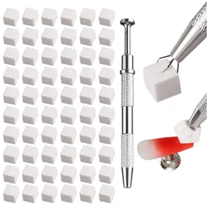 Soft Sponges with Grabbing Pen for Ombre and Aura Nail Art with Brush, Professional Manicure Nail Art Tools Accessories Supplies, 100 Pieces
