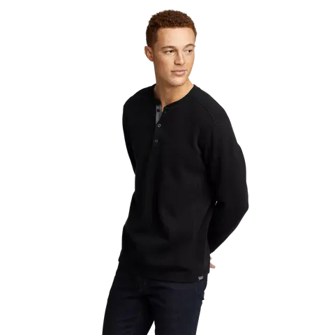 Eddie Bauer Men's Classic Long Sleeve Cotton Pullover - Eddie's Favorite Ultrasoft Thermal Henley, Soft Fleece Warmth, Stretch, Everyday Menswear Thermal Underwear