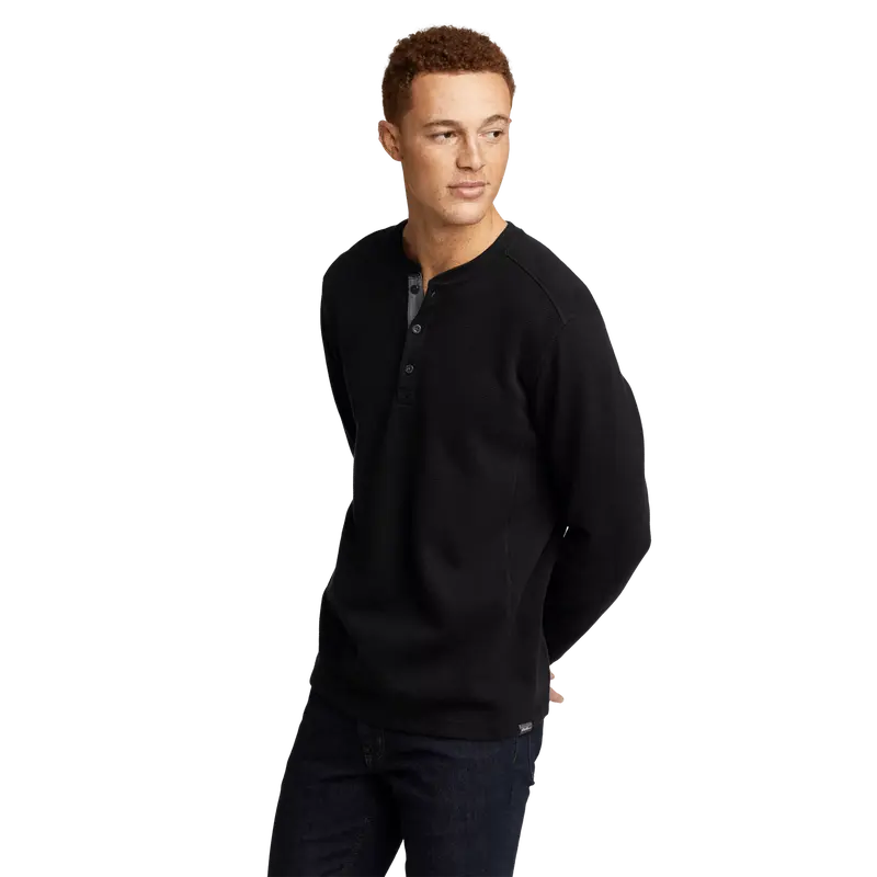 Eddie Bauer Men's Classic Long Sleeve Cotton Pullover - Eddie's Favorite Ultrasoft Thermal Henley, Soft Fleece Warmth, Stretch, Everyday Menswear Thermal Underwear