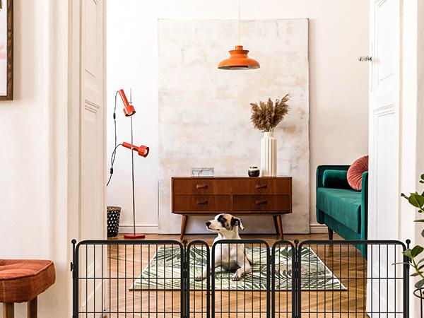 FXW Dog Gate Extra Wide Indoor Use, 24"/32"/40"/45" Height, Adjustable Width Up to 92"/111"/137"/165"/183"/219" Inch with 4/6/8 Wire Panels, for Puppies and Small/Medium/Large Dogs