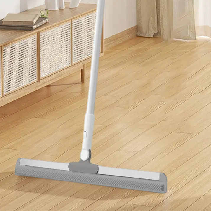 Ready Stock 3-in-1 Silicone Rubber Multifunction Cleaning Broom - Home Care Supplies, Household Cleaning Tool, Adjustable Extendable (75cm-117cm) Manual Sweeper, Floor Cleaner, Bathroom Window Glass Wiper, Scraper for Grime, for Reaching High Areas