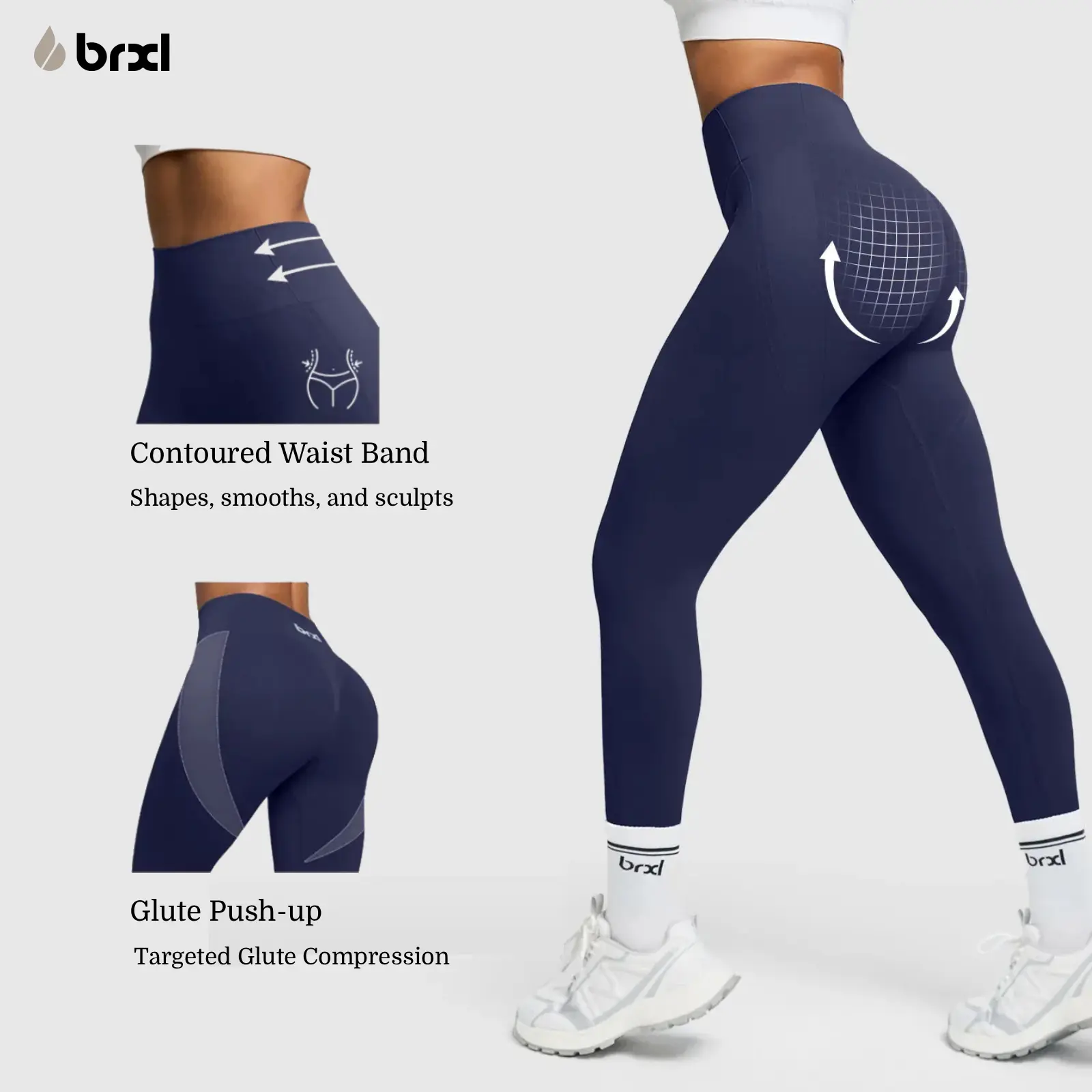 BRXL  BrxlGrit【Discount for live】Lycra Fabric Scrunch Hip Lifting Tummy Control High Waist Workout Leggings for Women Seamless Compression Gym Yoga Pants 4 Way Stretch Squat Proof Non See Through Moisture Wicking for Training Running-brxl-1