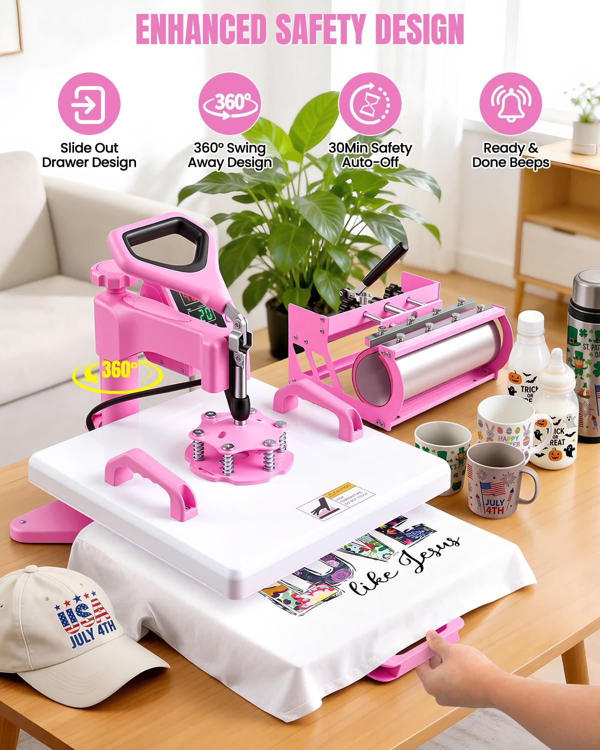 AKEYDIY 15" X 15" Heat Press Machine, 5 in 1 Professional Sublimation Machine Digital Heat Transfer with 360° Swing Away Design for T-Shirts/Tumbler/Mug/Hat/Plate/Cap, Industrial-Quality Press Machine with 30OZ Tumbler Press AKEYDIY 15" X 15" Heat Press Machine, 5 in 1 Professional Sublimation Machine Digital Heat Transfer with 360° Swing Away Design for T-Shirts/Tumbler/Mug/Hat/Plate/Cap, Industrial-Quality Press Machine with 30OZ Tumbler Press